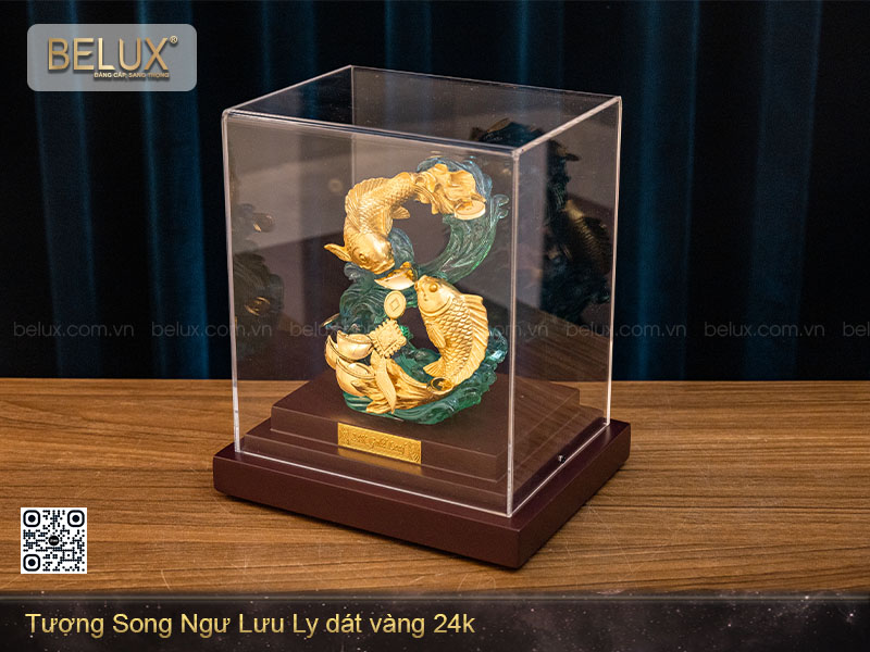 Tượng song ngư lưu ly dát vàng 24k&nbsp;